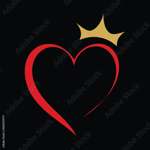 Heart with Crown Vector Illustration Design.