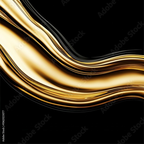 A flowing golden ribbon on a black background, exuding elegance and luxury.