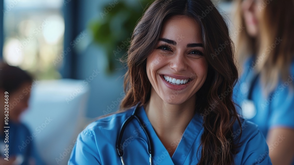 Happy nurse comforting a patient, radiating warmth and care Happy nurse comforting a patient, radiating warmth and care