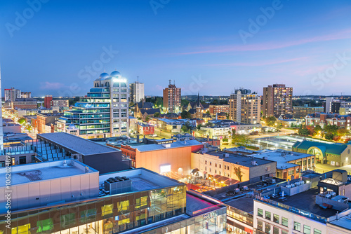 Kitchener, Ontario, Canada cityscape at dusk. photo