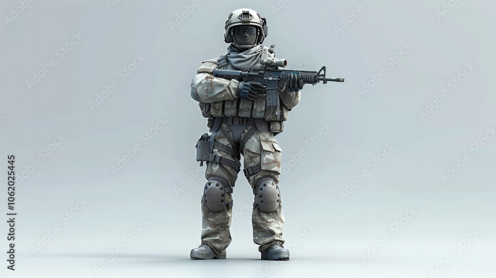 Soldier standing firm with a rifle. Soldier standing firm with a rifle.