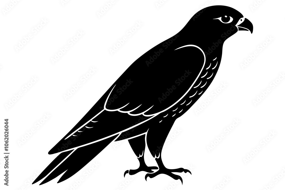 Obraz premium Falcon Silhouette, Falcon Bird Vector, Falcon Black Silhouette Vector isolated on a white background