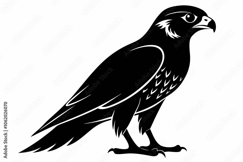 Fototapeta premium Falcon Silhouette, Falcon Bird Vector, Falcon Black Silhouette Vector isolated on a white background