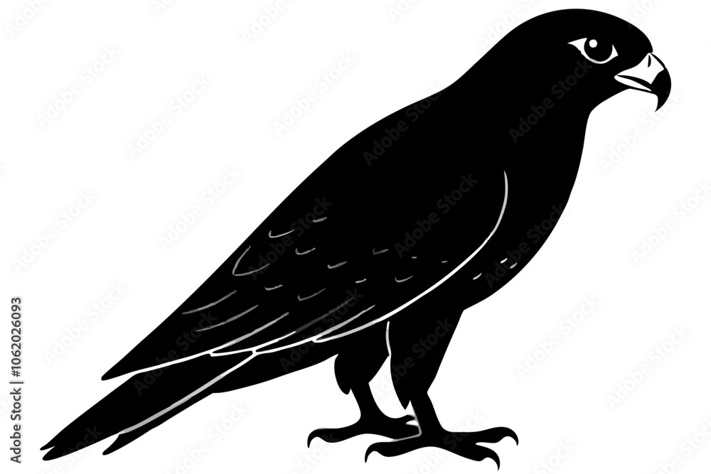 Fototapeta premium Falcon Silhouette, Falcon Bird Vector, Falcon Black Silhouette Vector isolated on a white background