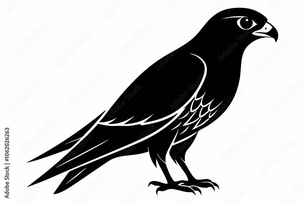 Obraz premium Falcon Silhouette, Falcon Bird Vector, Falcon Black Silhouette Vector isolated on a white background