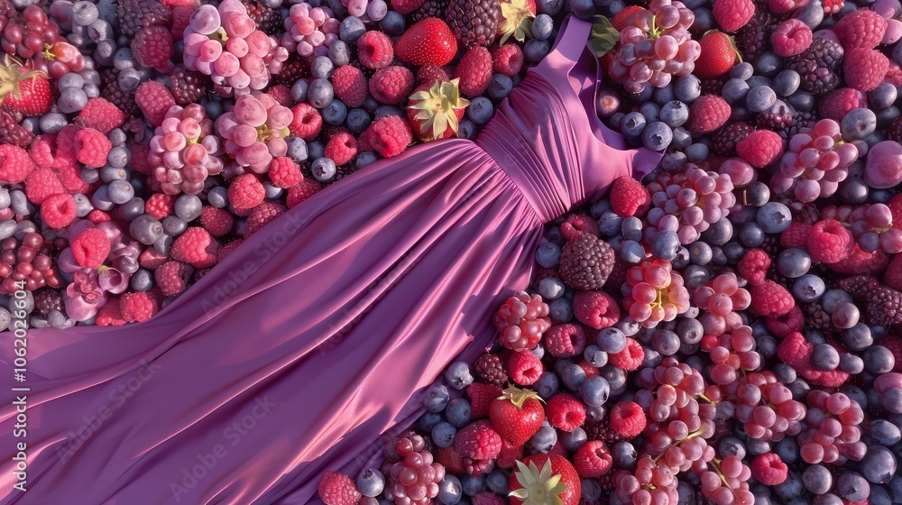 Purple Dress Surrounded by an Abundance of Fresh Berries Purple Dress Surrounded by an Abundance of Fresh Berries