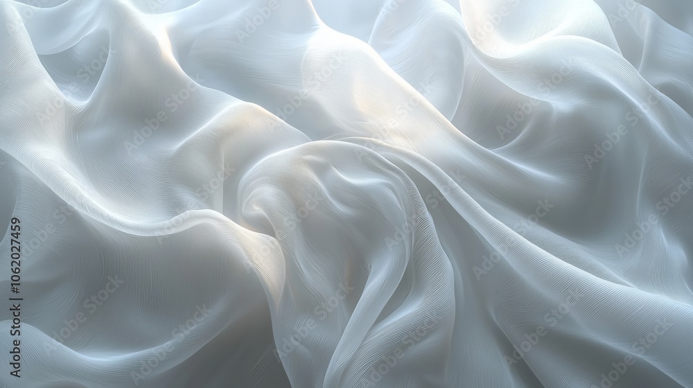 Obraz premium Gentle Translucent Waves on White Background