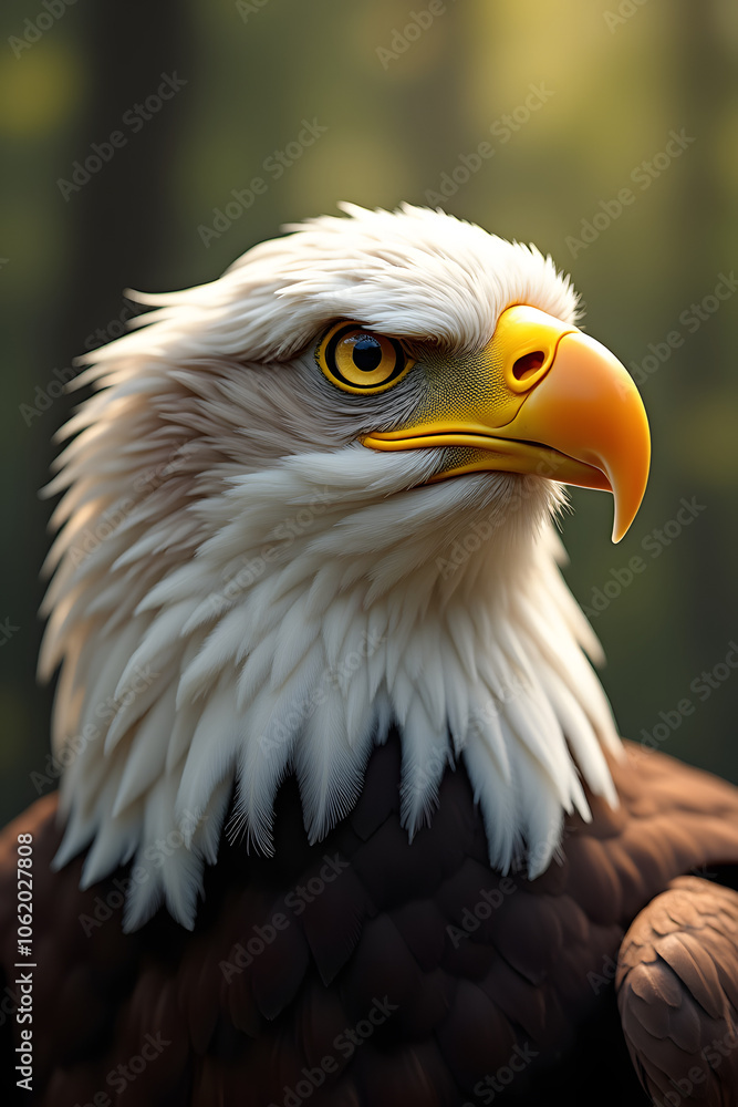 Fototapeta premium Close-Up of a Bald Eagle's Head: Emblem of Pride and Strength