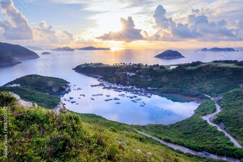 Sunrise Over Po Toi O Fishing Village and Bay, Hong Kong