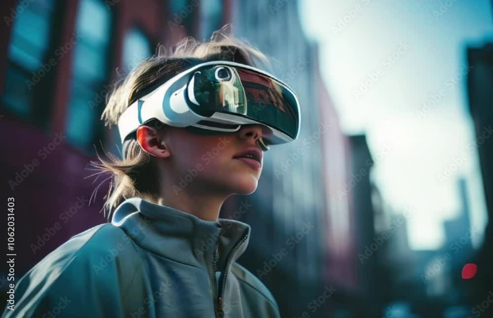 woman in vr helmet, 4k animation video woman in vr helmet, 4k animation video