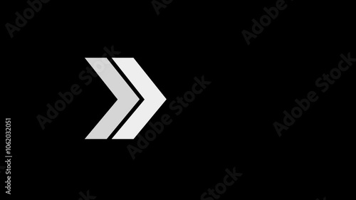 Right-directional arrow loop animation. Animated arrows for the overlay video layer. 4k animation.