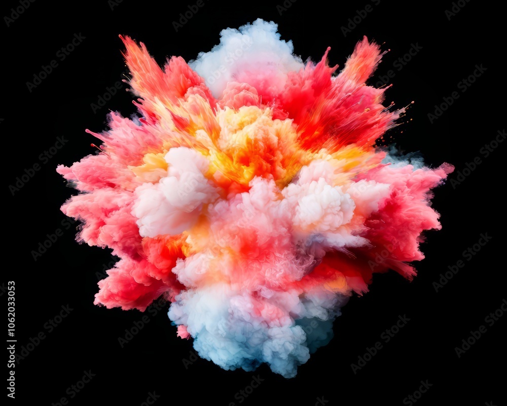 Fototapeta premium Colorful explosion of smoke on black background.