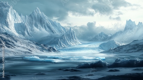 Wallpaper Mural A glacier slowly moving through a frozen landscape Torontodigital.ca