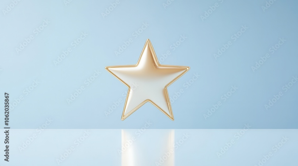 A gold star is on a blue background. The star is shiny and stands out against the blue background A gold star is on a blue background. The star is shiny and stands out against the blue background
