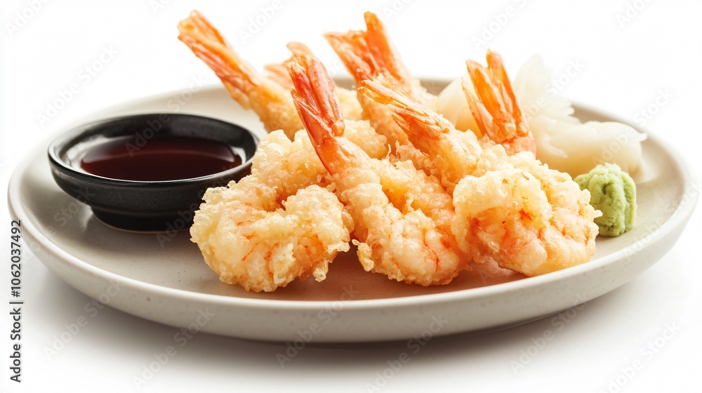 Deep Fried Tempura Prawns with Soy Sauce and Wasabi Deep Fried Tempura Prawns with Soy Sauce and Wasabi