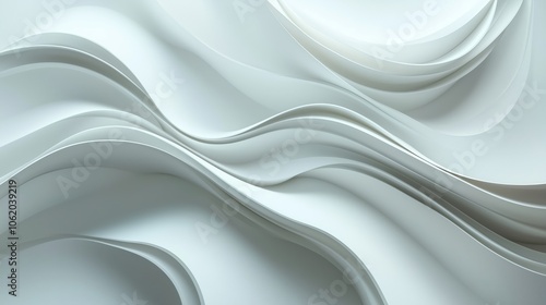 Smooth Wavy Patterns on Pure White Background