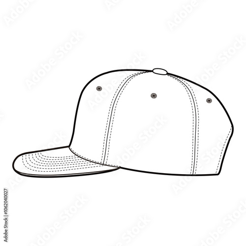 Baseball Cap Technical Drawing Right Side View

