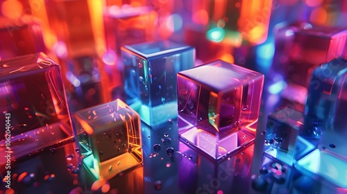 A colorful image of many cubes with a bright, vibrant color scheme