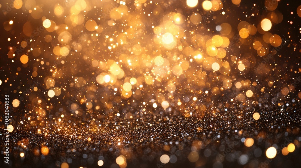 A shimmering background of golden bokeh lights creating a festive and magical atmosphere. A shimmering background of golden bokeh lights creating a festive and magical atmosphere.