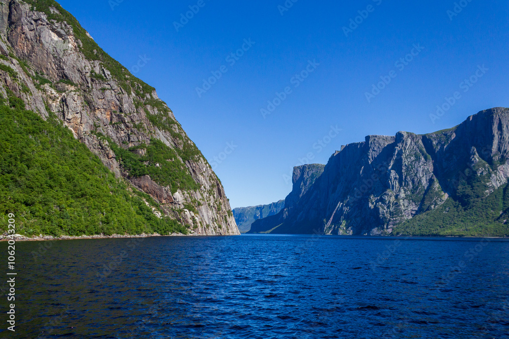 Majestic Fjord Landscape with Clear Blue Sky Majestic Fjord Landscape with Clear Blue Sky