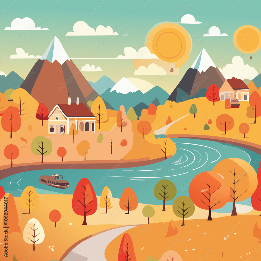 Autumn Flat Illustration Autumn Flat Illustration