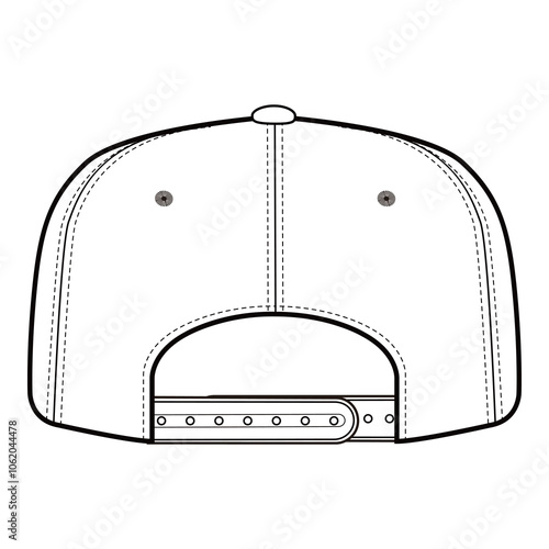 Back view of plain white cap with snapback closure, simple outline design.
