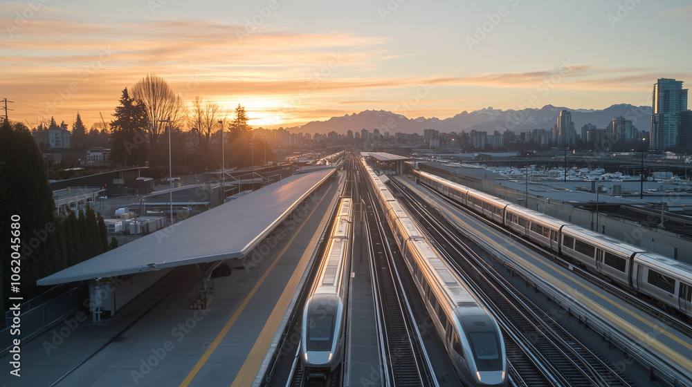 Aerial View of Skytrain Repair Station at Dawn Aerial View of Skytrain Repair Station at Dawn