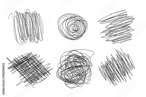 Hand drawn scribble vector set. Marker drawing. Graphic design elements set. Vector illustration