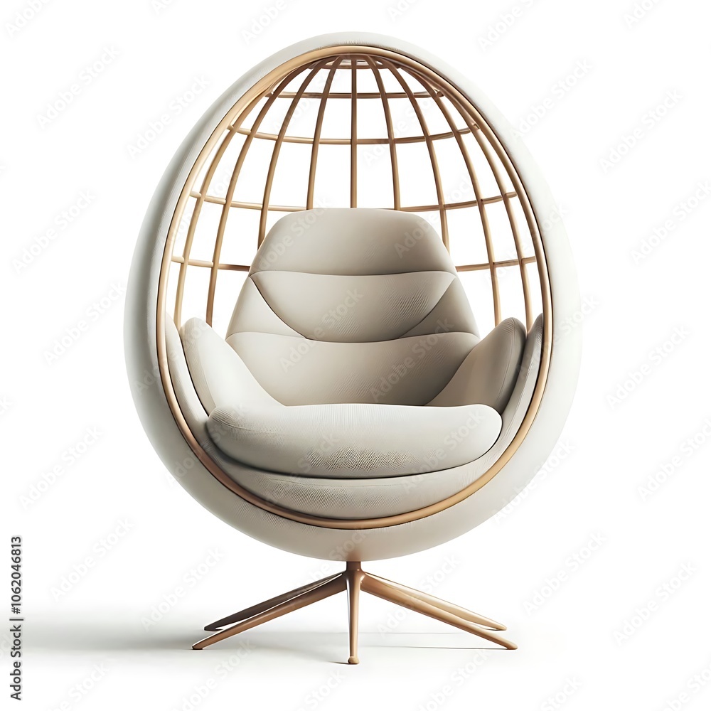 Egg Chair Front View Full Length Isolated on White Background Egg Chair Front View Full Length Isolated on White Background
