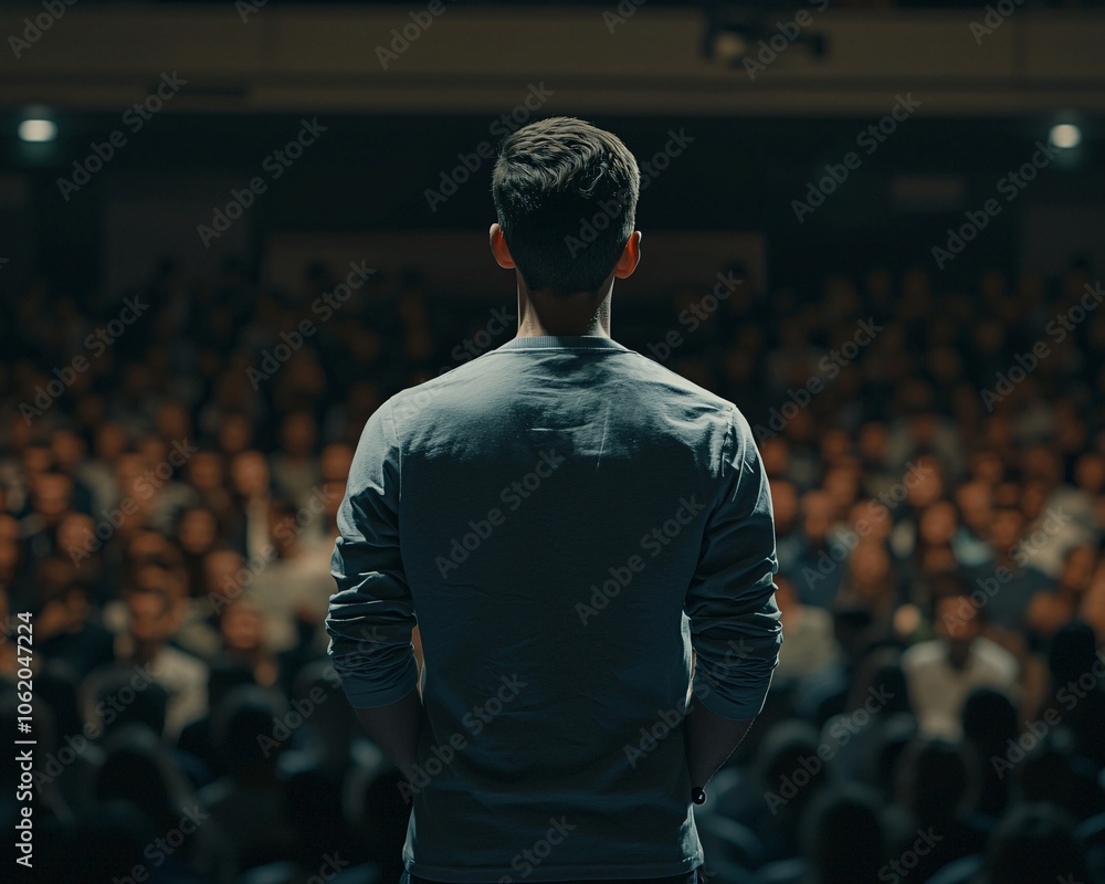 A speaker addresses a large audience from the stage in a well-lit auditorium, creating an engaging atmosphere for public speaking or presentations. A speaker addresses a large audience from the stage in a well-lit auditorium, creating an engaging atmosphere for public speaking or presentations.