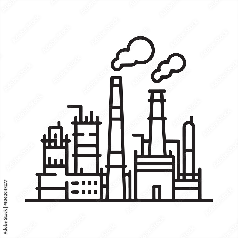 Obraz premium single one line Refinery icon silhouette on white background