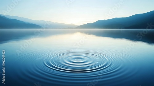 A quiet lake at sunrise with ripples forming, symbolizing inner peace and the impact of mindfulness. photo