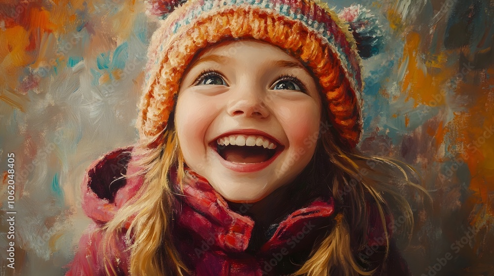 Happy girl in a knitted hat Happy girl in a knitted hat