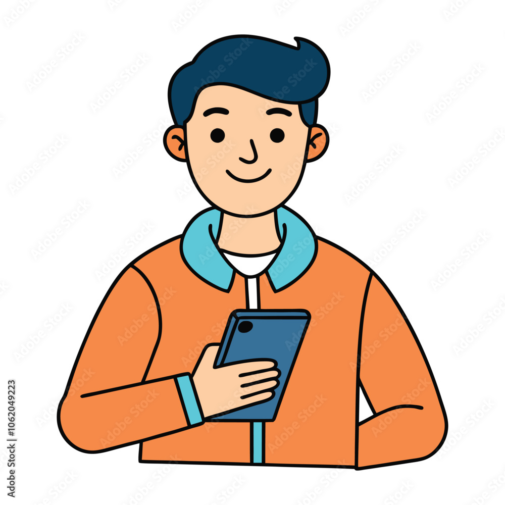 vector person using a smartphone on white background vector person using a smartphone on white background