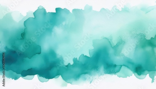 Vibrant Emerald Watercolor Wash. Abstract Artistic Background with Fluid Brushstrokes, Perfect for Modern Digital Art, Graphic Design Projects, and Tranquil Interior Decor Concepts