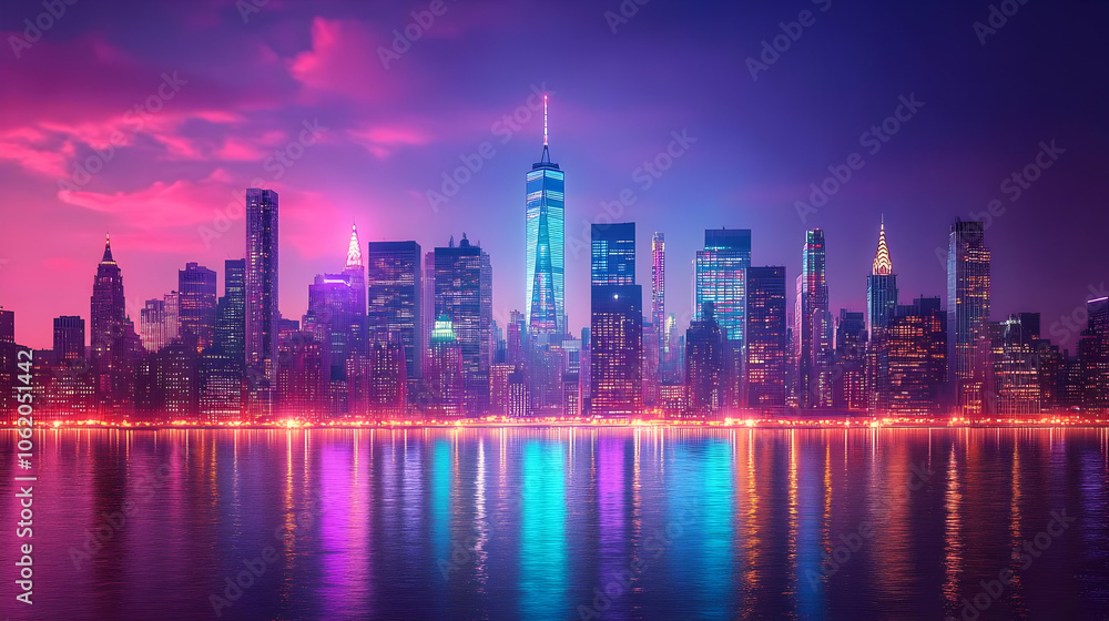 Fototapeta premium Cityscape Sunset Illustration