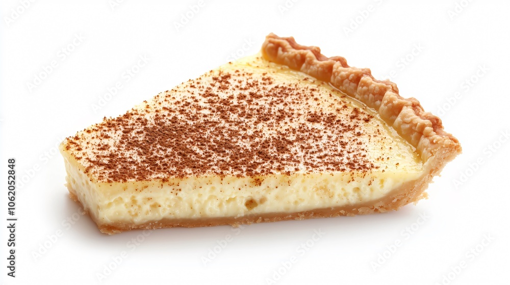 Delicious Slice of Custard Pie with Cocoa Powder on Top Delicious Slice of Custard Pie with Cocoa Powder on Top