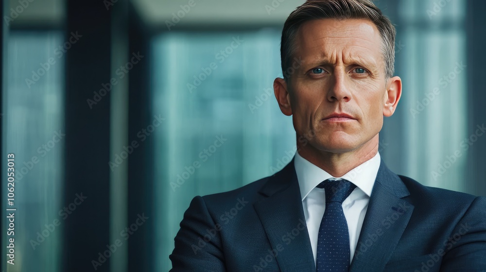Confident executive leads the way in modern business strategies for success Confident executive leads the way in modern business strategies for success
