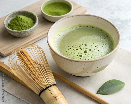 matcha tea classic drink serving