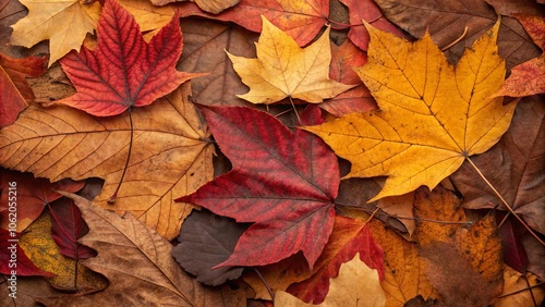 Colorful Variety of Leaf Shapes on Natural Background