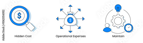 Operational Efficiency and Maintenance. Icons Included: Operational Expenses, Maintain, Hidden Cost