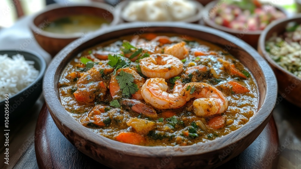Homemade delicious seafood dish, dry fish, prawns, shrimp coconut chutney. Kerala cuisine. Homemade delicious seafood dish, dry fish, prawns, shrimp coconut chutney. Kerala cuisine.