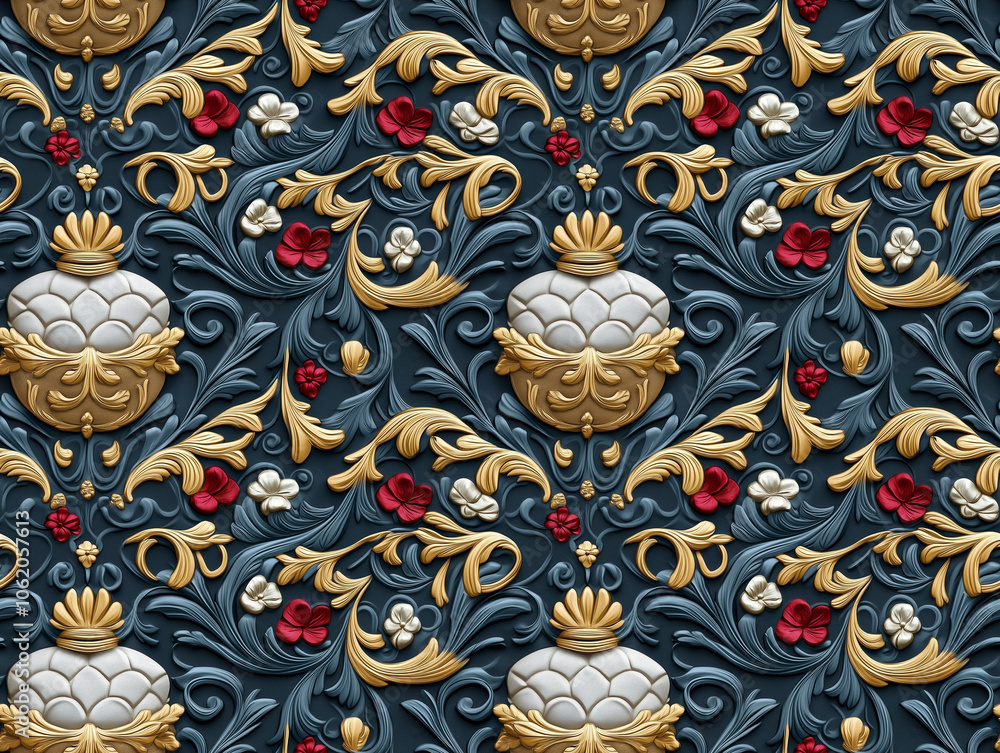 Embroidery Seamless Pattern, Explore the intricate design of floral patterns with classical motifs, Christmas Wall Abstract Decoration Embroidery Seamless Pattern, Explore the intricate design of floral patterns with classical motifs, Christmas Wall Abstract Decoration