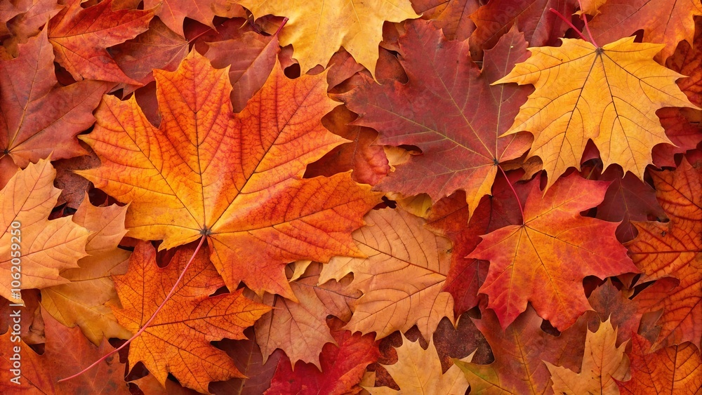 Vibrant Autumn Maple Leaf Pattern Overlapping on Ground Vibrant Autumn Maple Leaf Pattern Overlapping on Ground