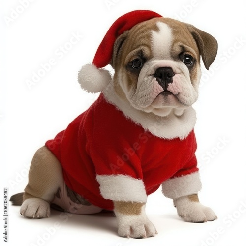 Bulldog Dressed as Santa for the Holiday Season