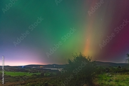Northern lights above Blessington Lakes, County Wicklow, Ireland