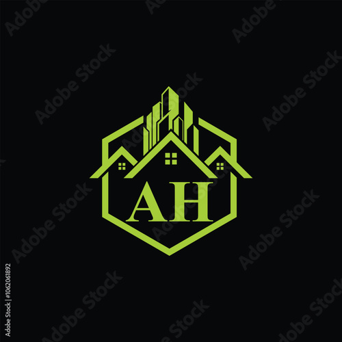 Modern Real Estate Logo With Letter AH