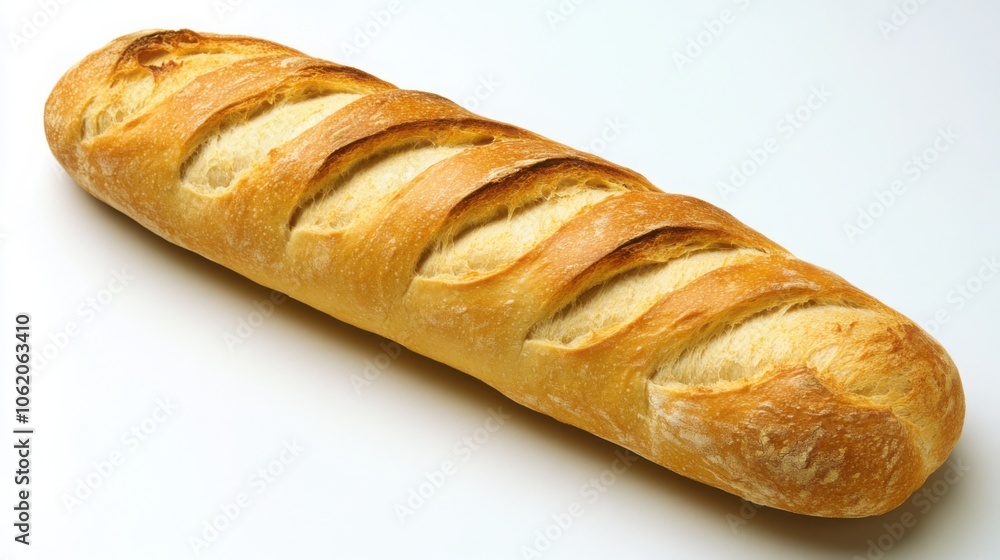 Freshly baked baguette, rustic bread with a crispy crust and soft interior. Freshly baked baguette, rustic bread with a crispy crust and soft interior.