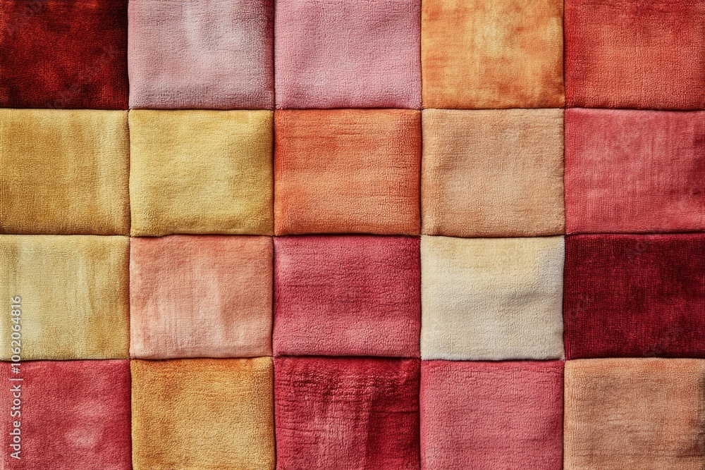 Fototapeta premium Square fabric abstract background in red tones