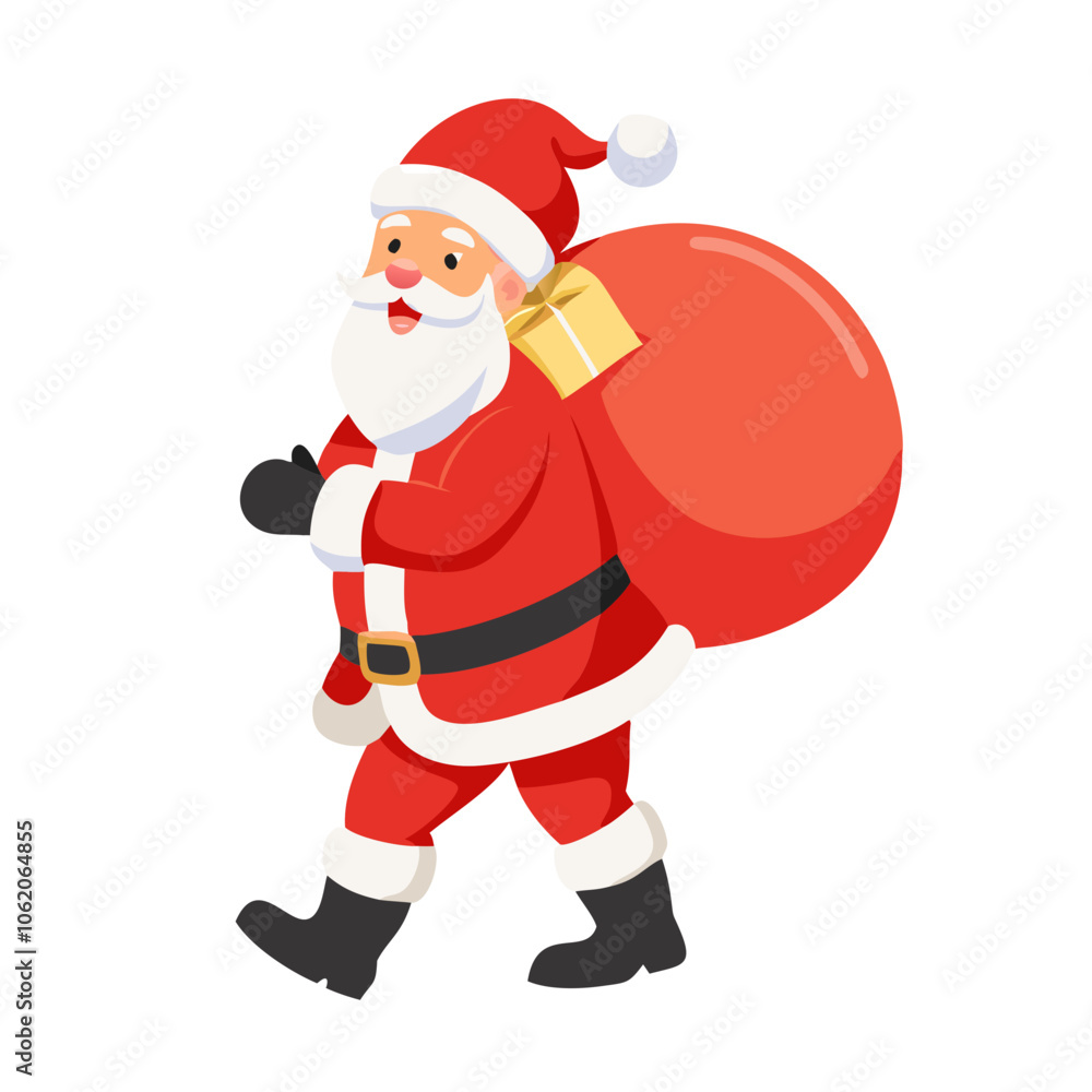 Santa Claus walking with sack of gifts festive illustration
Santa Claus walking with sack of gifts festive illustration